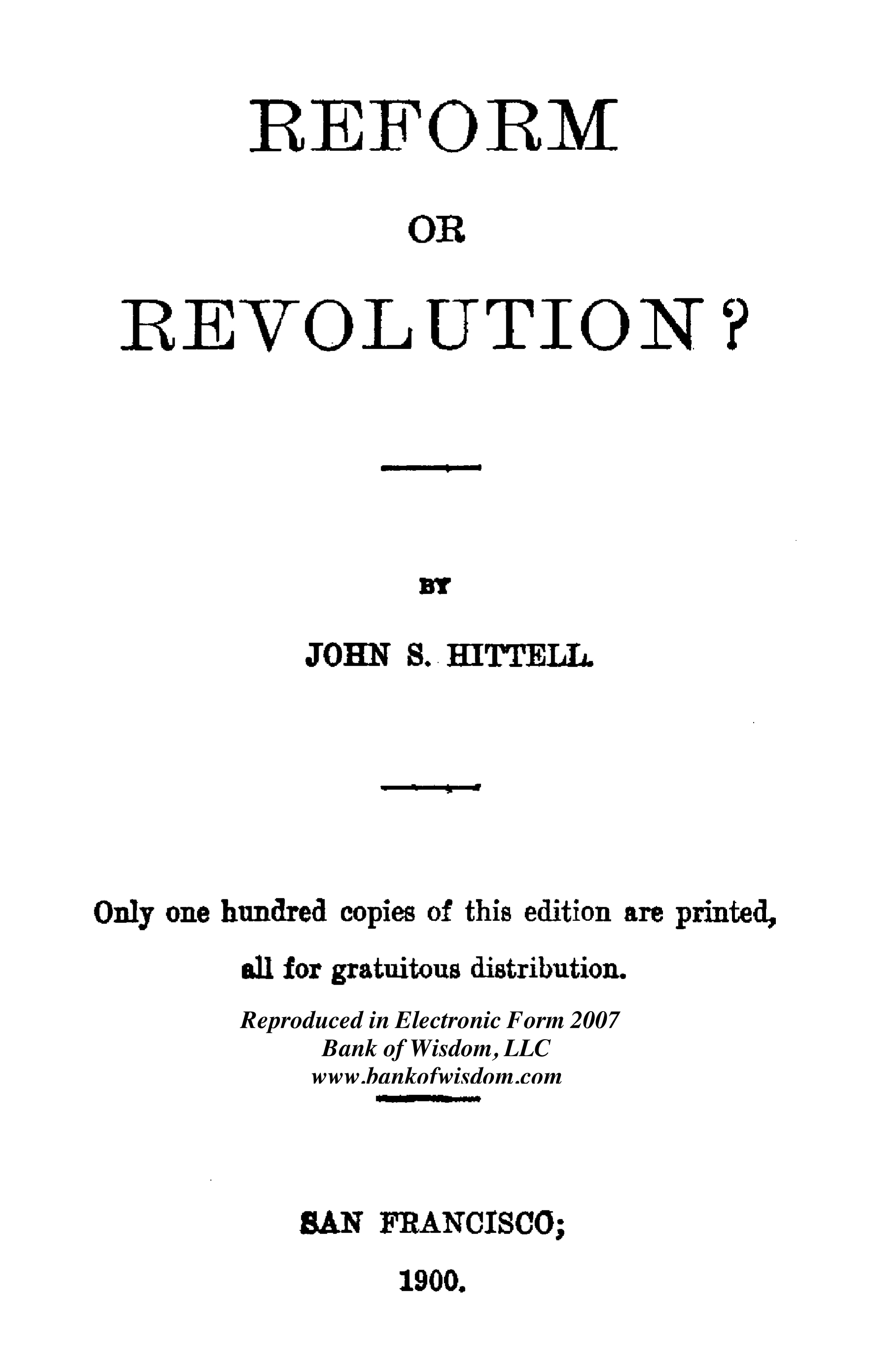 (image for) Reform or Revolution